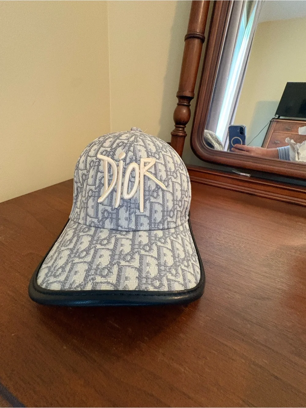 Dior Light Blue and White Monogram Logo Cap